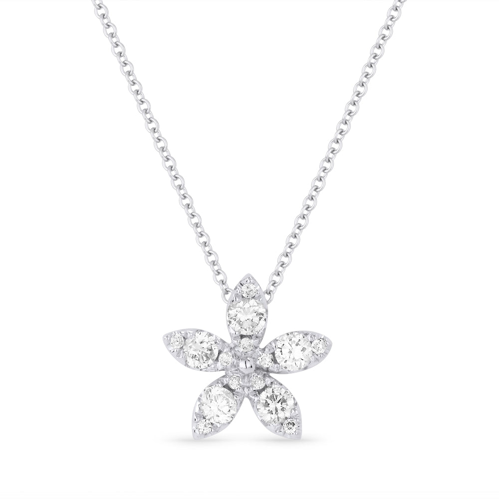 Madison L 14K White Gold Diamond Flower Pendant - style N1359W