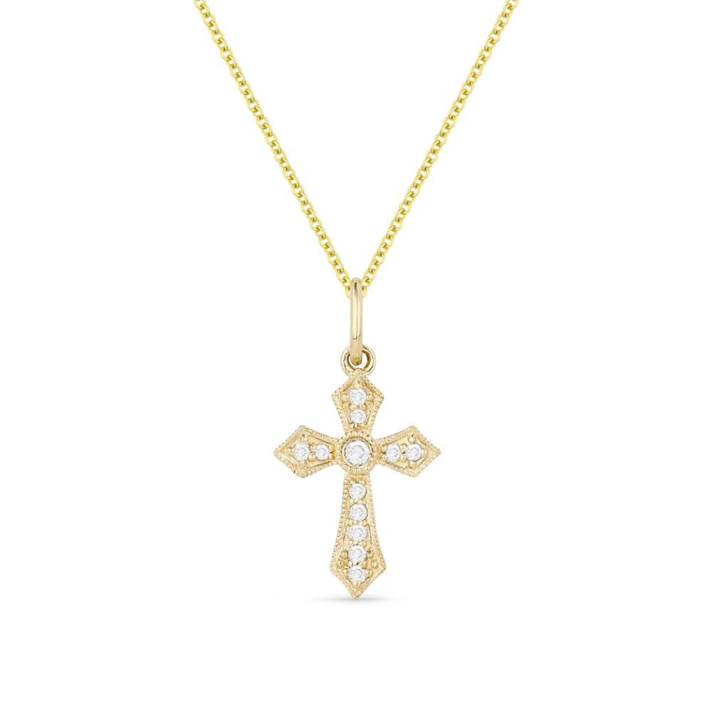 Madison L 14K Yellow Gold Diamond Crucifix Cross Pendant - style N1362Y