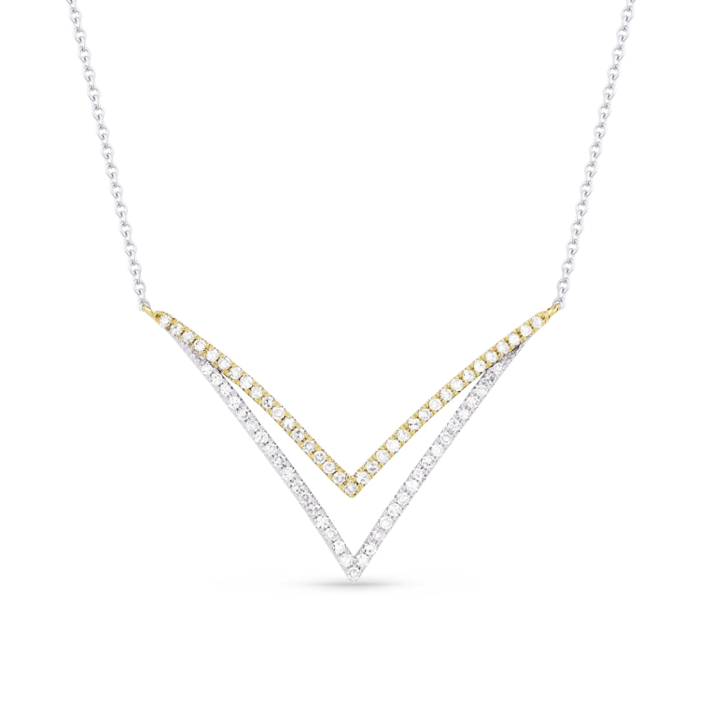 Madison L 14K Two Tone Gold Diamond Bar Necklace - style N1363WY