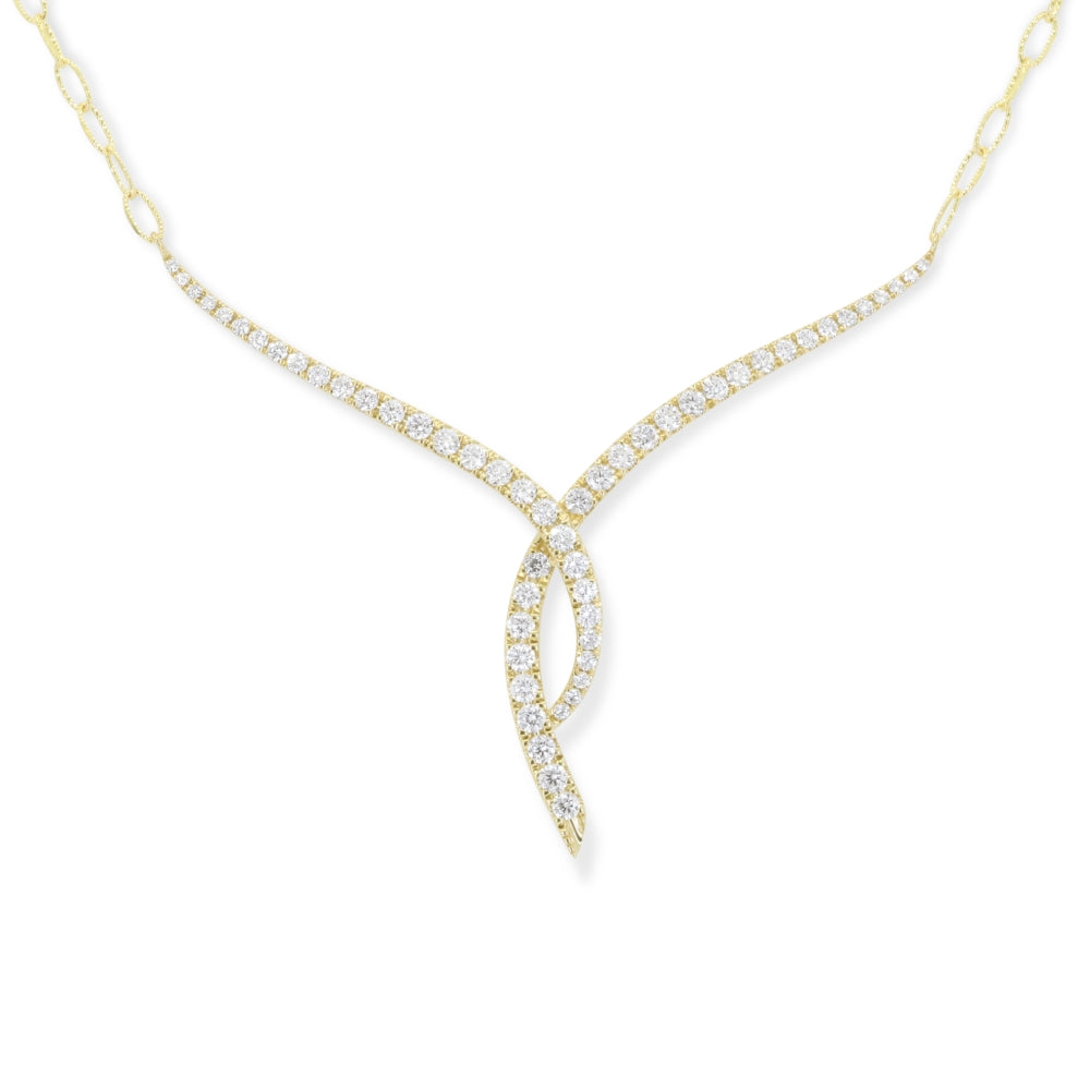 Madison L 14K Yellow Gold Diamond Bar Necklace - style N1364Y