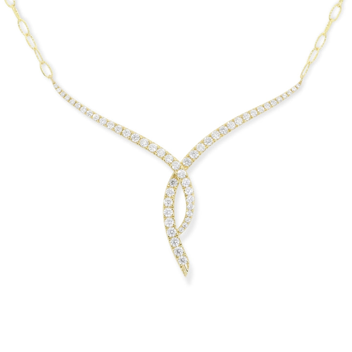 Madison L 14K Yellow Gold Diamond Bar Necklace - style N1364Y