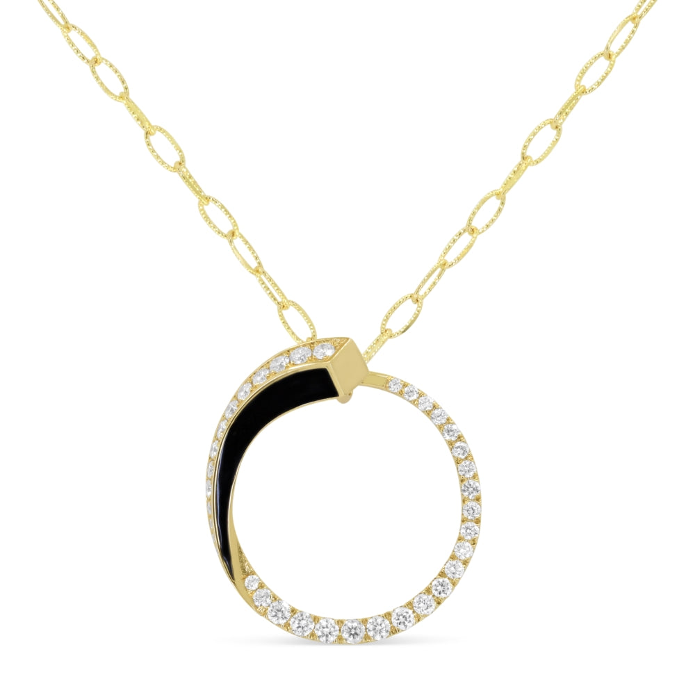 Madison L 14K Yellow Gold Enamel Round Necklace - style N1365BENY