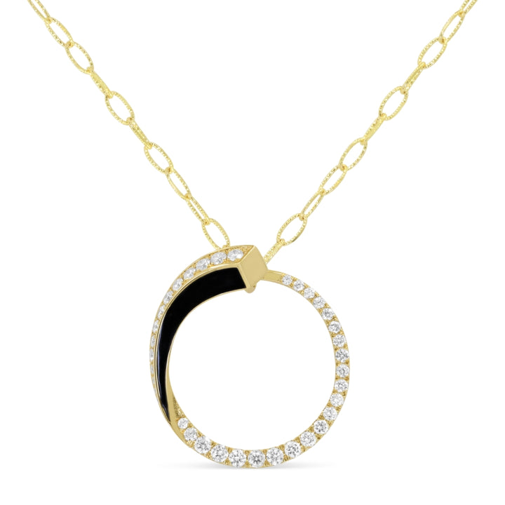 Madison L 14K Yellow Gold Enamel Round Necklace - style N1365BENY