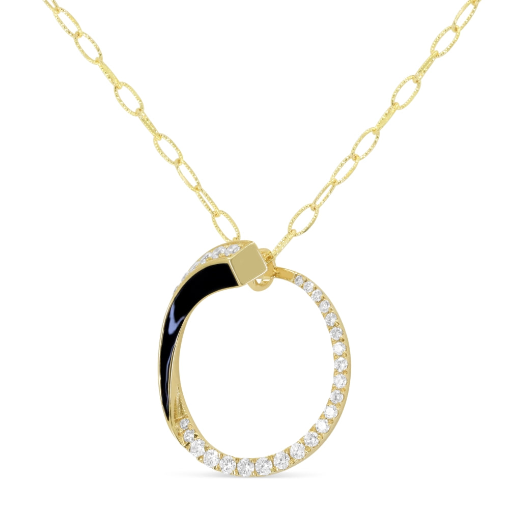 N1365 - 14K Yellow Gold Enamel Round Necklace
