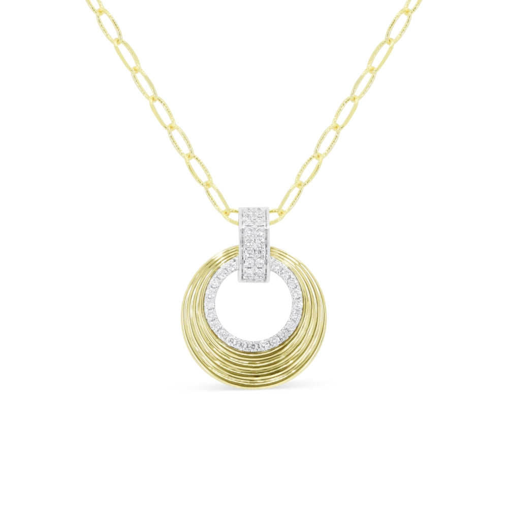 Madison L 14K Two Tone Gold Diamond Round Necklace - style N1366WY