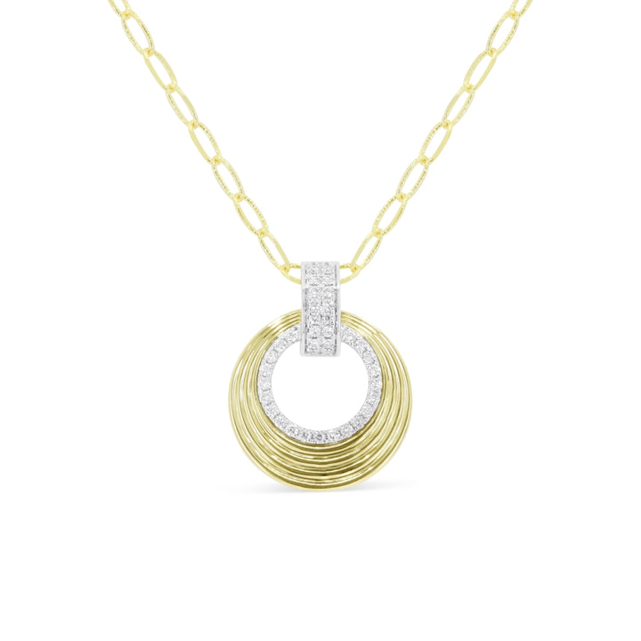 Madison L 14K Two Tone Gold Diamond Round Necklace - style N1366WY