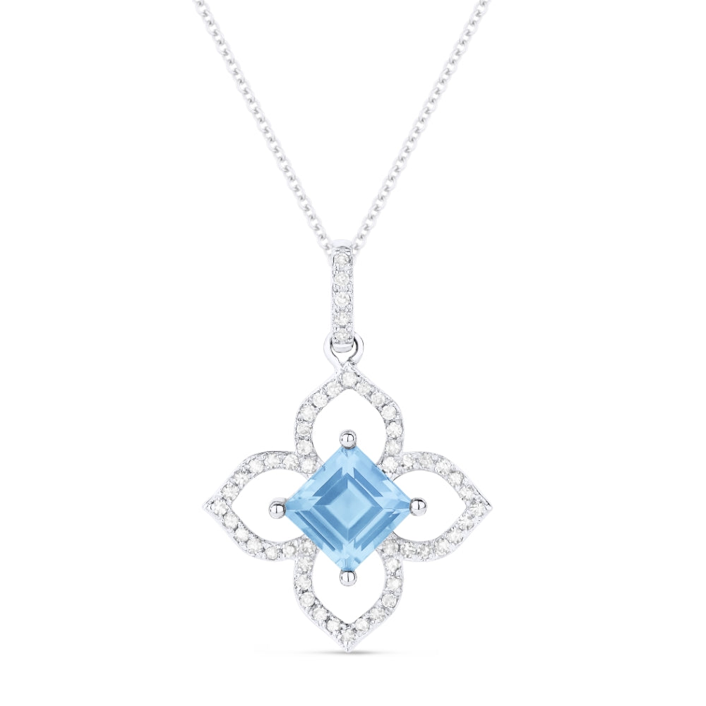 Madison L 14K White Gold Swiss Blue Topaz Flower Pendant - style N1381SWBTW