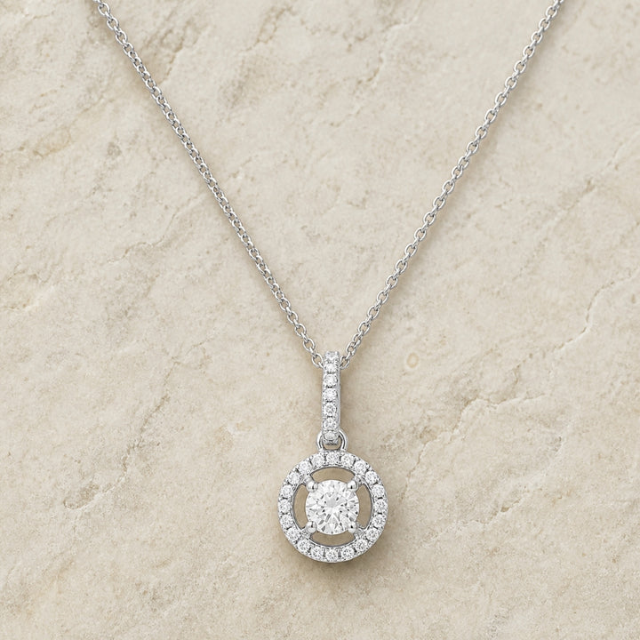 N1383 - 14K Gold Diamond Round Pendant