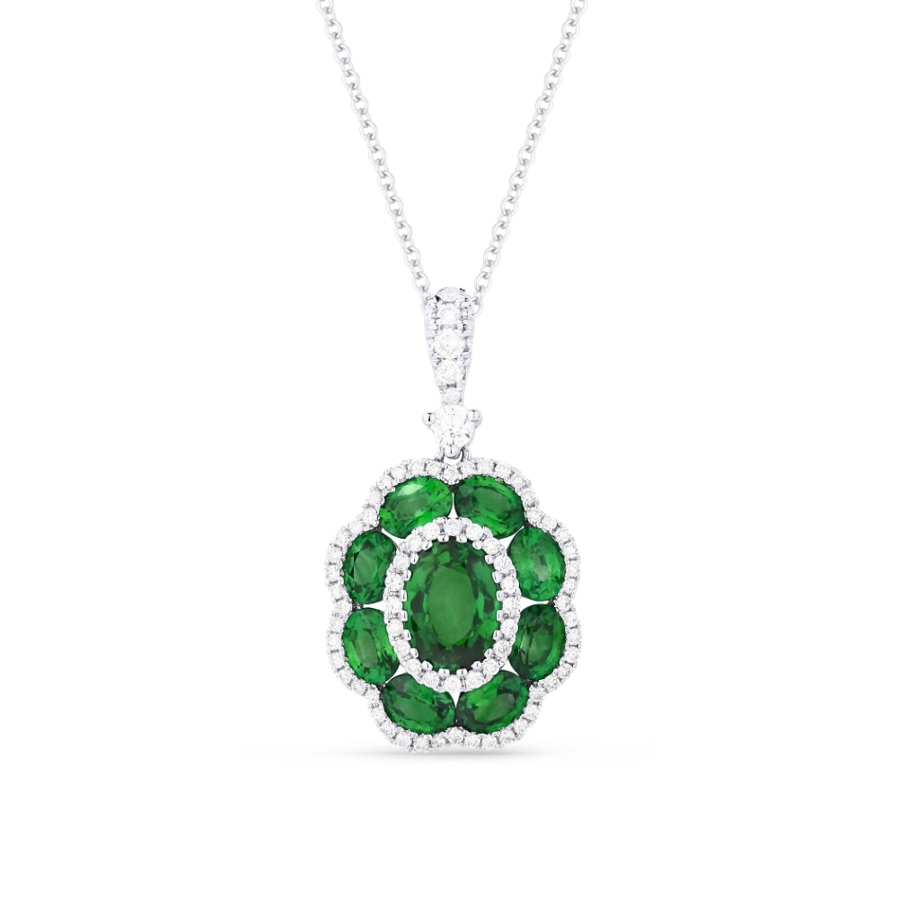 Madison L 18K White Gold Emerald Oval Pendant - style N1389EMW
