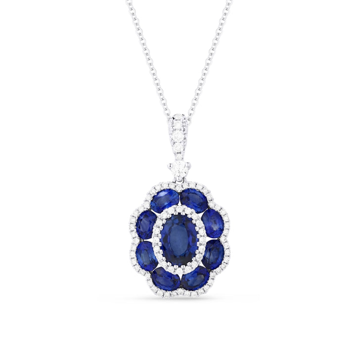 Madison L 18K White Gold Sapphire Oval Pendant - style N1389SAW