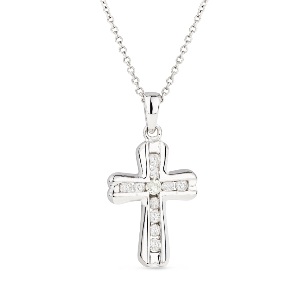 Madison L 14K White Gold Diamond Crucifix Cross Pendant - style N1401W