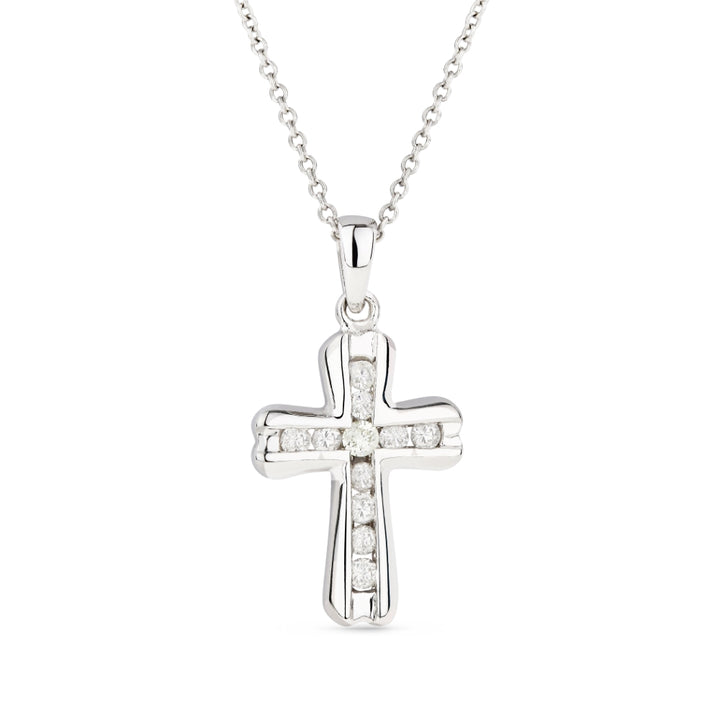 Madison L 14K White Gold Diamond Crucifix Cross Pendant - style N1401W