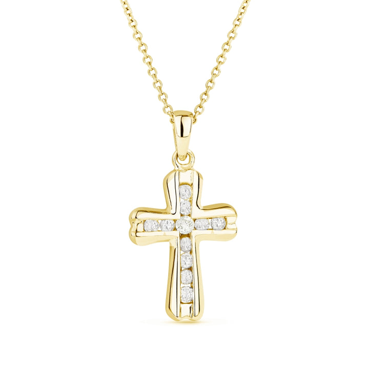 Madison L 14K Yellow Gold Diamond Crucifix Cross Pendant - style N1401Y