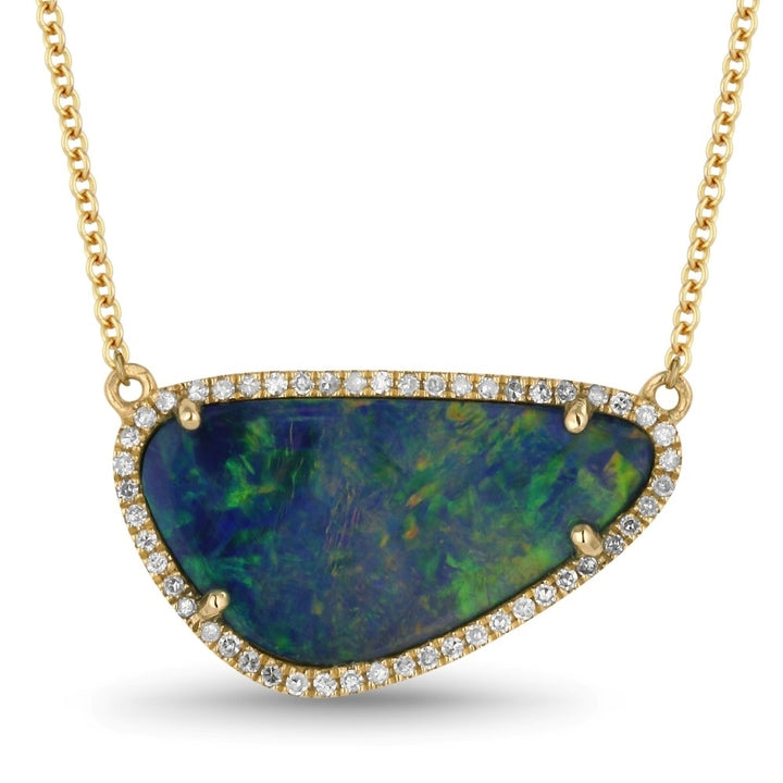 Madison L 14K Yellow Gold Boulder Opal Freeform Necklace - style N1411OPY
