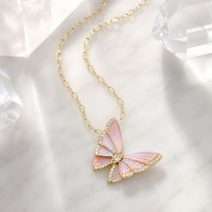 N1414 - 14K Gold Butterfly Necklace