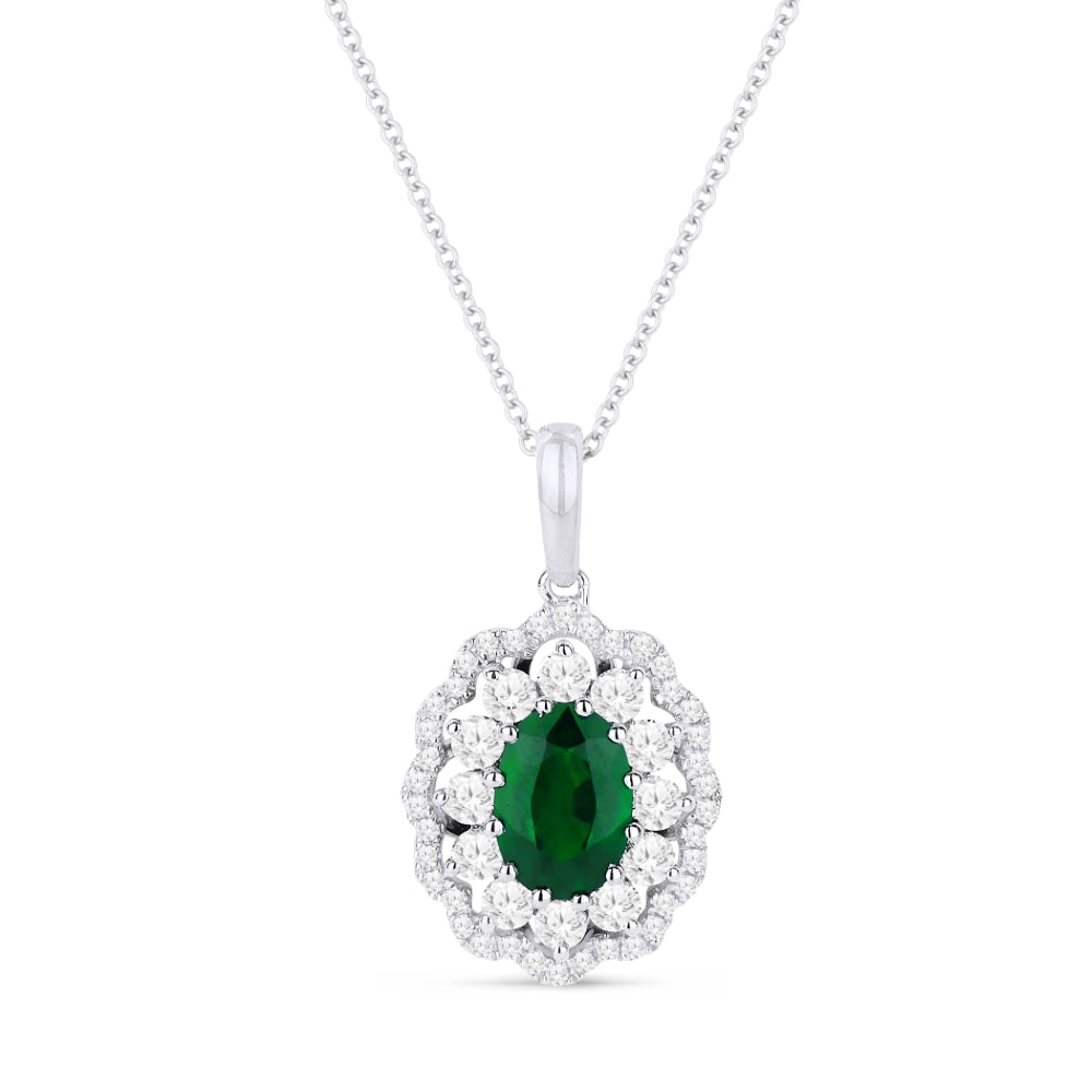 Madison L 14K White Gold Emerald Oval Pendant - style N1415EMW
