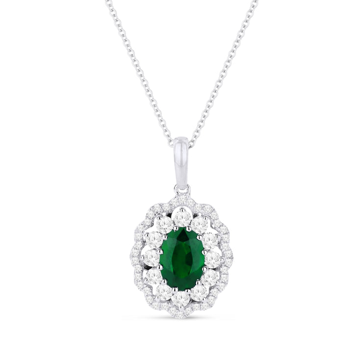 Madison L 14K White Gold Emerald Oval Pendant - style N1415EMW