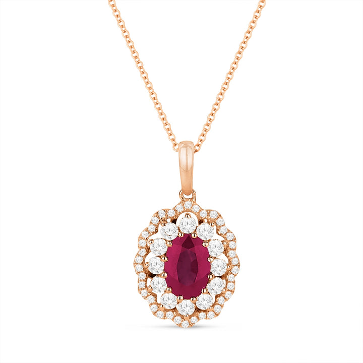 Madison L 14K Rose Gold Ruby Oval Pendant - style N1415RUP