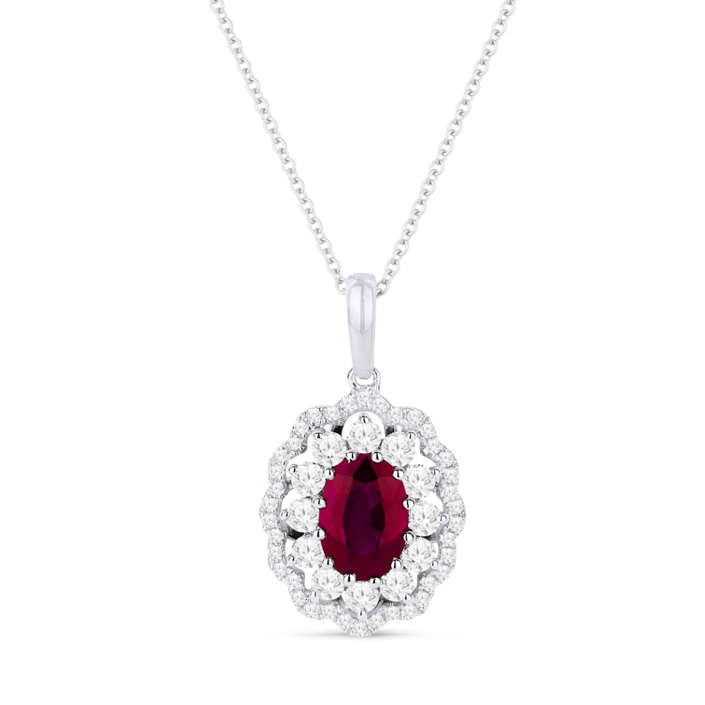 Madison L 14K White Gold Ruby Oval Pendant - style N1415RUW