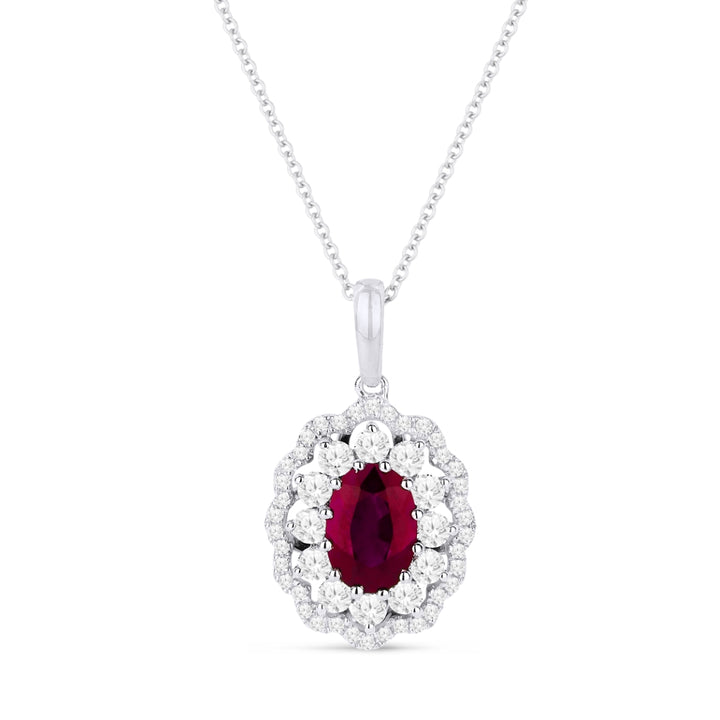 Madison L 14K White Gold Ruby Oval Pendant - style N1415RUW