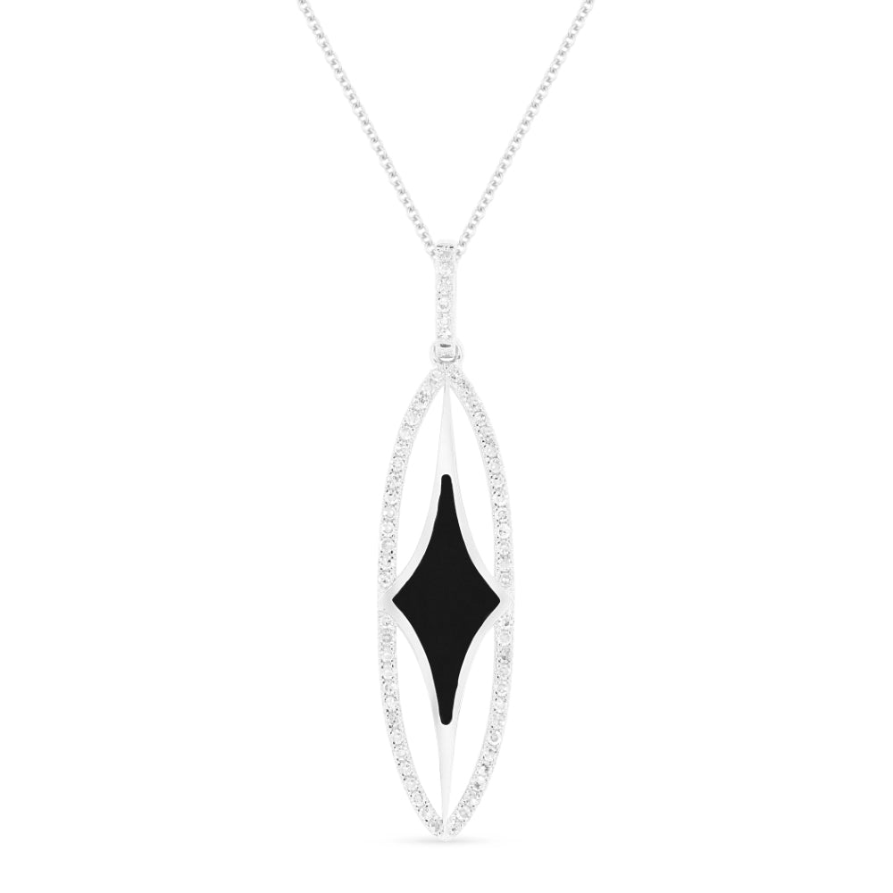 Madison L 14K White Gold Black Onyx Oval Pendant - style N1422BOW