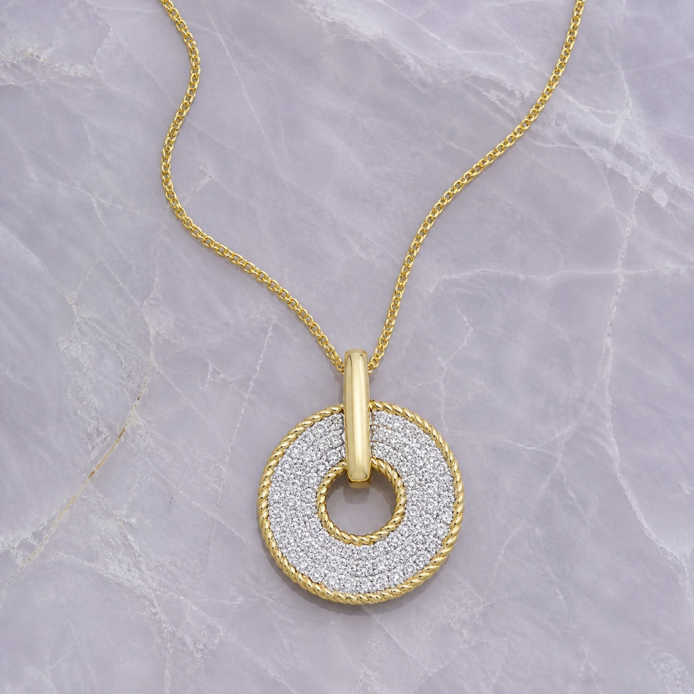N1430 - 14K Yellow Gold Diamond Round Pendant