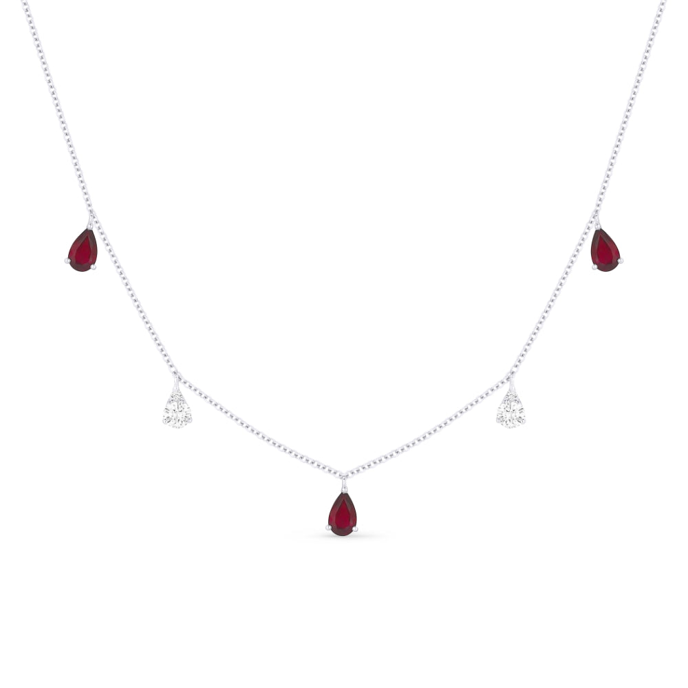 Madison L 14K White Gold Ruby Cocktail Necklace - style N1440RUW