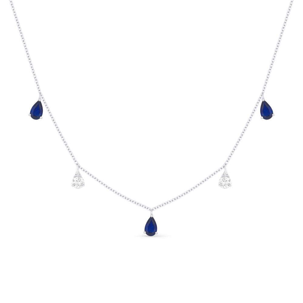 Madison L 14K White Gold Sapphire Cocktail Necklace - style N1440SAW
