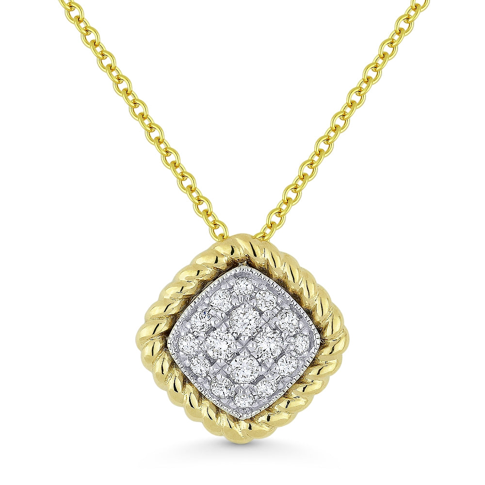 Madison L 14K Yellow Gold Diamond Cushion Pendant - style N1445Y