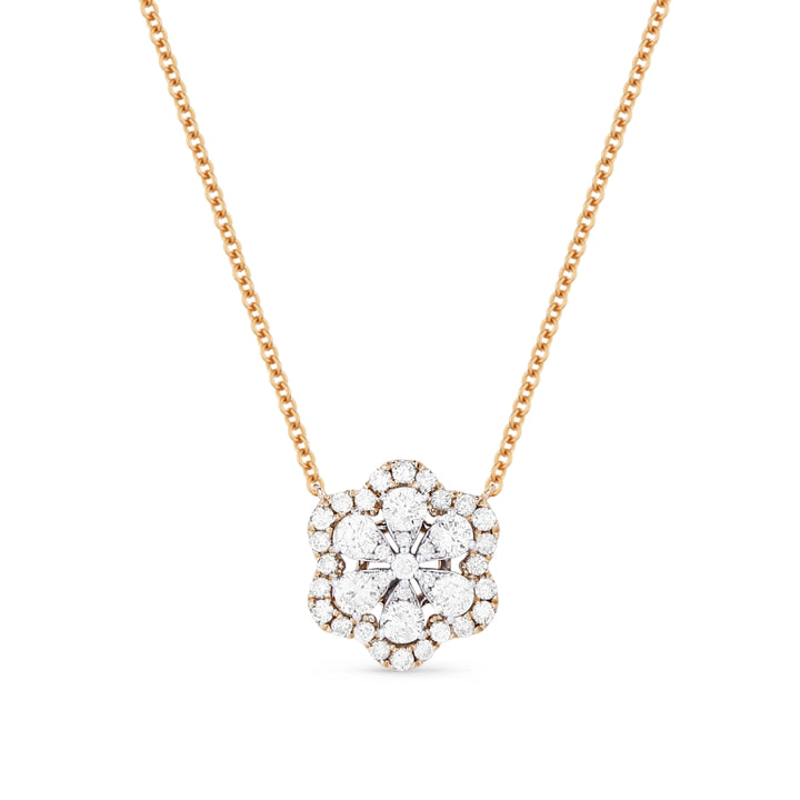 Madison L 14K Two Tone Gold Diamond Cluster Necklace - style N1451WP