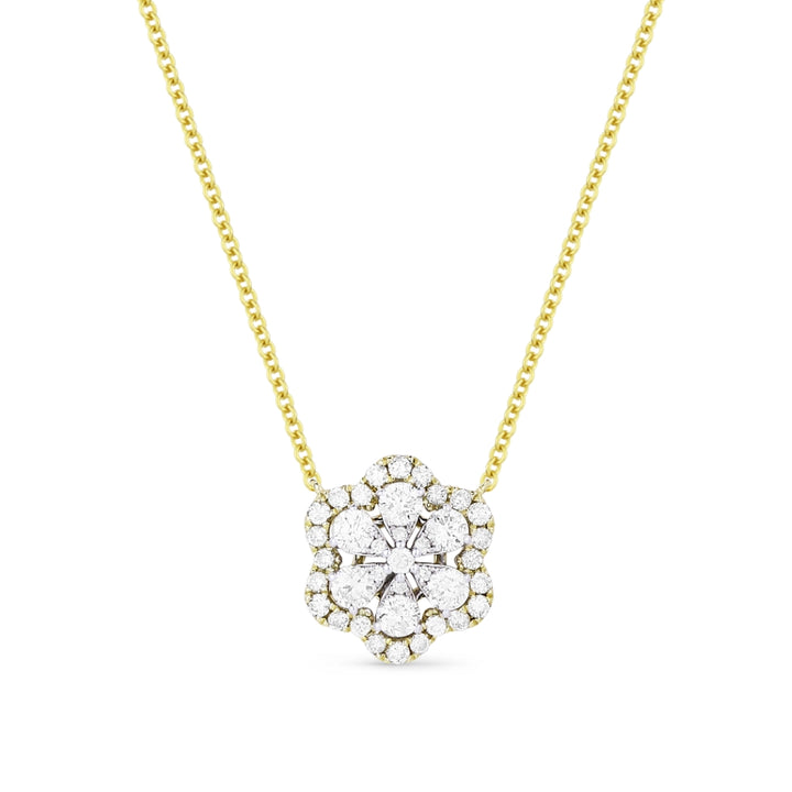 Madison L 14K Two Tone Gold Diamond Cluster Necklace - style N1451WY