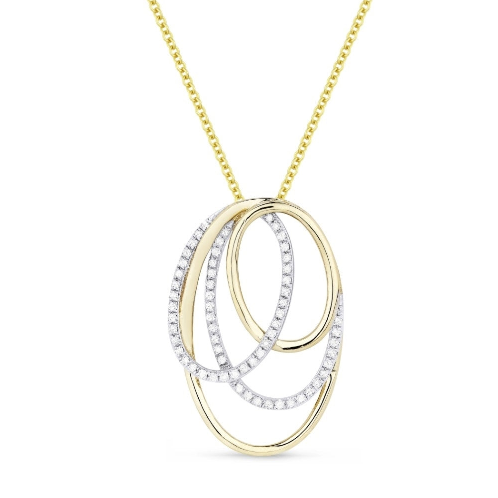 Madison L 14K Two Tone Gold Diamond Oval Pendant - style N1459Y