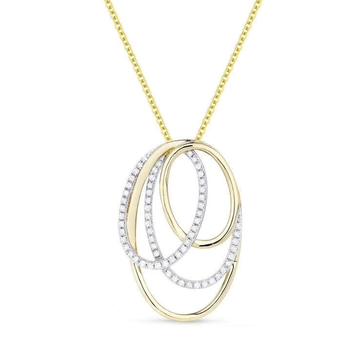 Madison L 14K Two Tone Gold Diamond Oval Pendant - style N1459Y