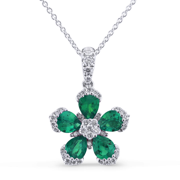 Madison L 14K White Gold Emerald Flower Pendant - style N1460EMW