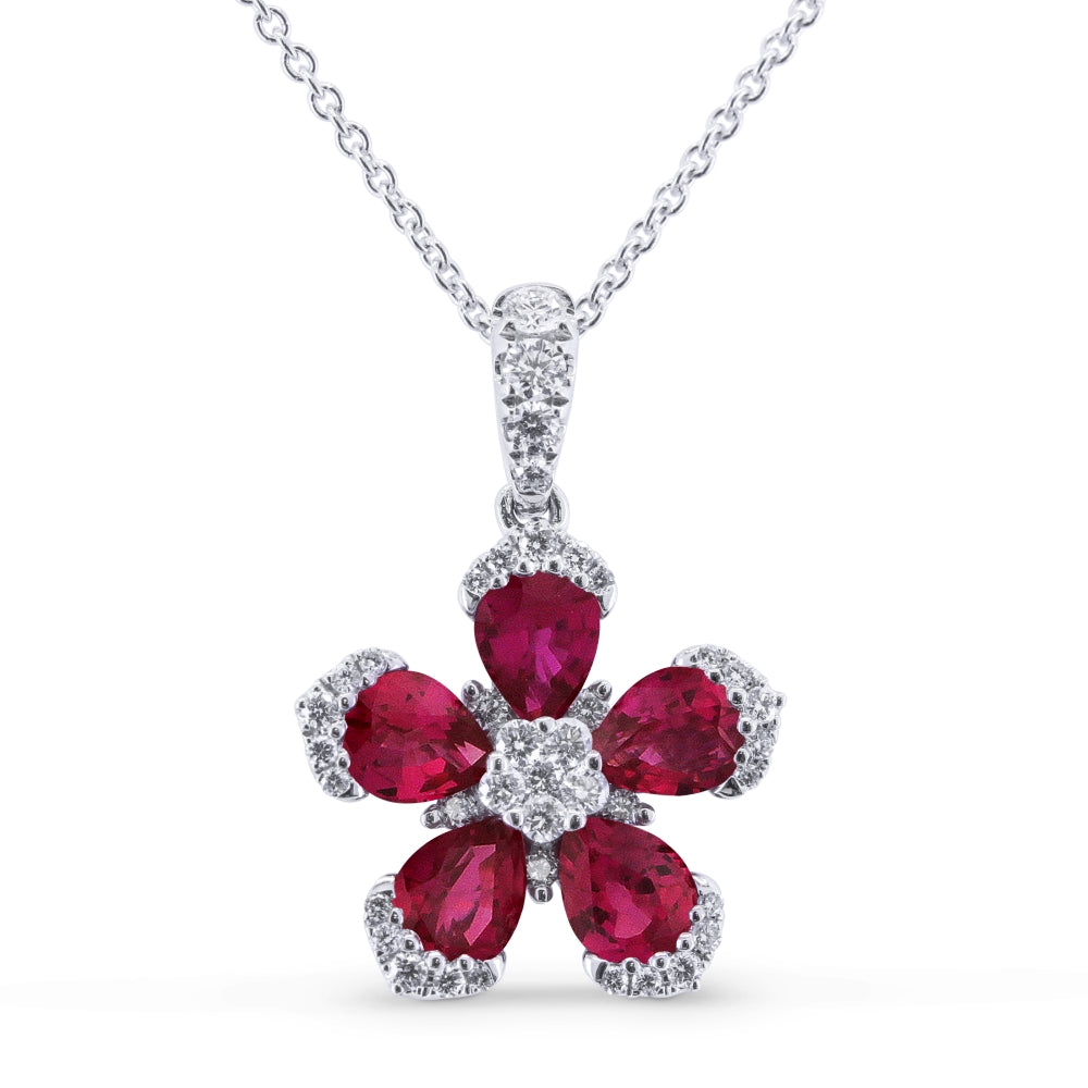 Madison L 14K White Gold Ruby Flower Pendant - style N1460RUW