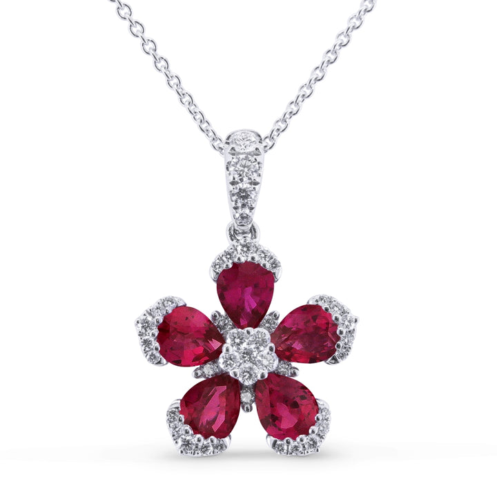 Madison L 14K White Gold Ruby Flower Pendant - style N1460RUW