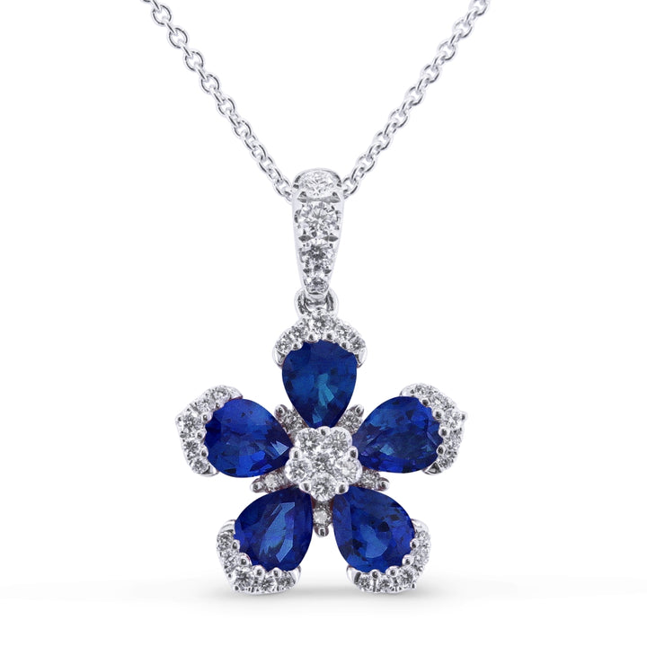 Madison L 14K White Gold Sapphire Flower Pendant - style N1460SAW