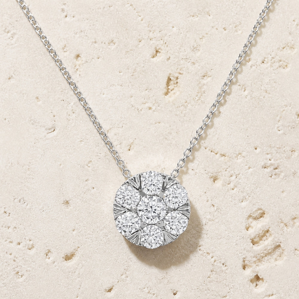 N1463 - 14K White Gold Diamond Round Pendant