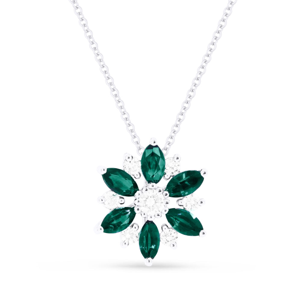 Madison L 14K White Gold Emerald Flower Pendant - style N1482EMW