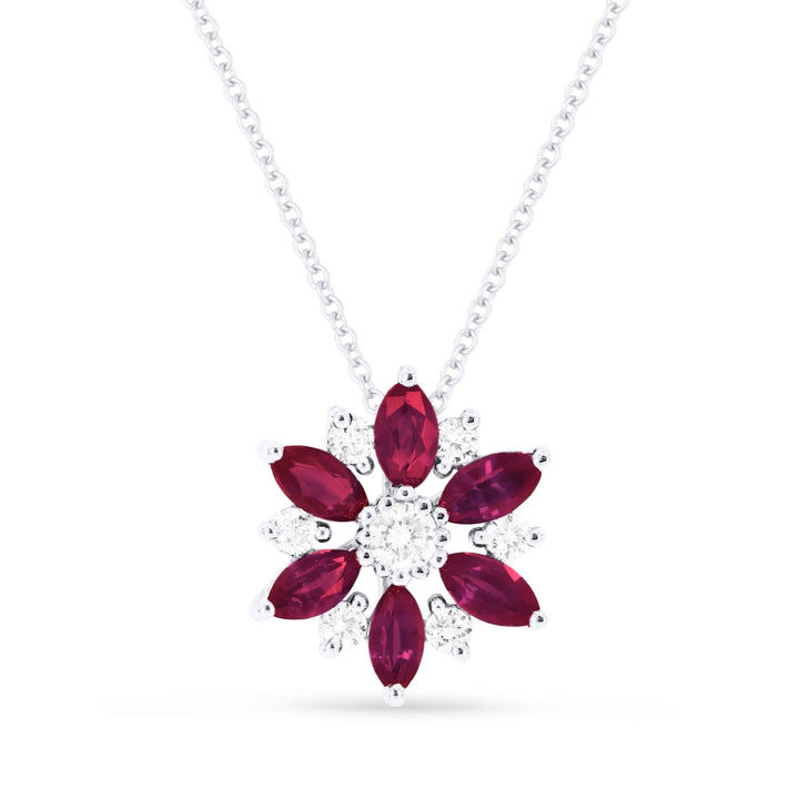 Madison L 14K White Gold Ruby Flower Pendant - style N1482RUW
