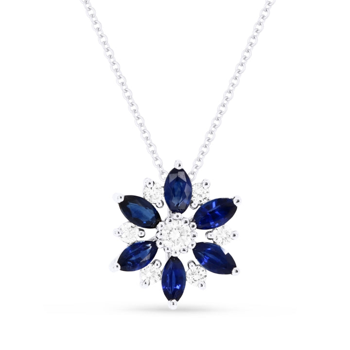 Madison L 14K White Gold Sapphire Flower Pendant - style N1482SAW