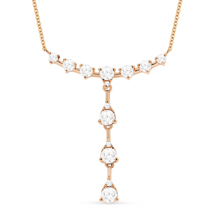 Madison L 14K Rose Gold Diamond Bar Necklace - style N1483P