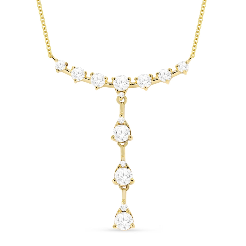 Madison L 14K Yellow Gold Diamond Bar Necklace - style N1483Y