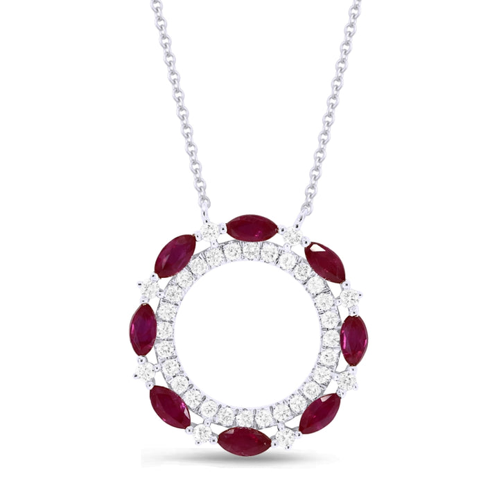 Madison L 14K White Gold Ruby Round Necklace - style N1487RUW
