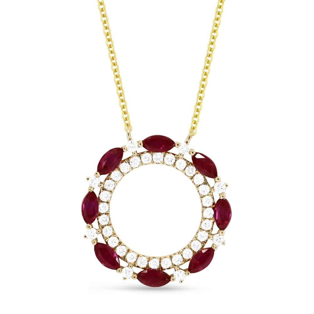 Madison L 14K Yellow Gold Ruby Round Necklace - style N1487RUY