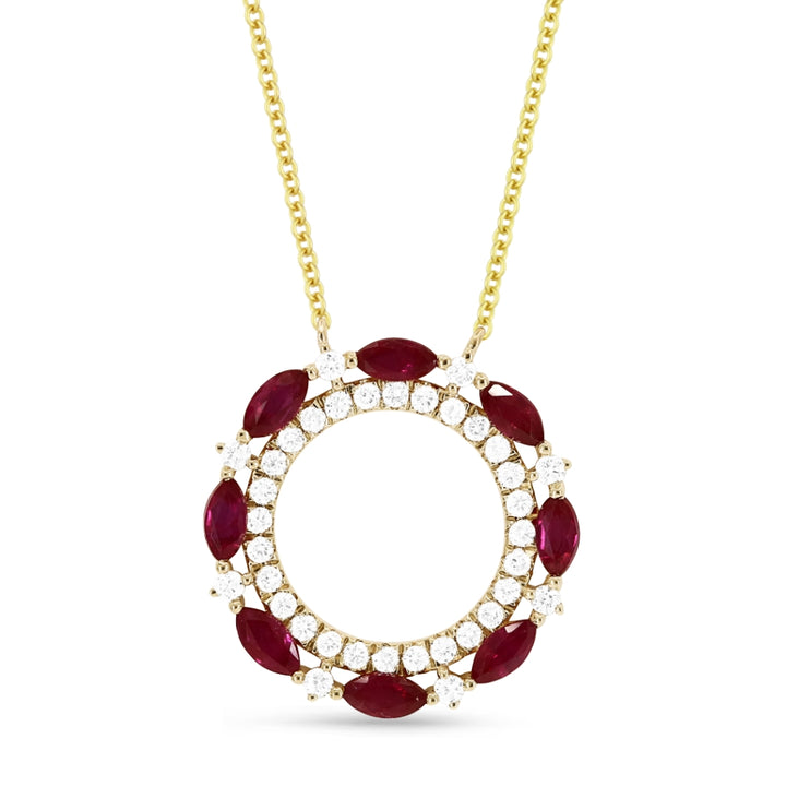Madison L 14K Yellow Gold Ruby Round Necklace - style N1487RUY