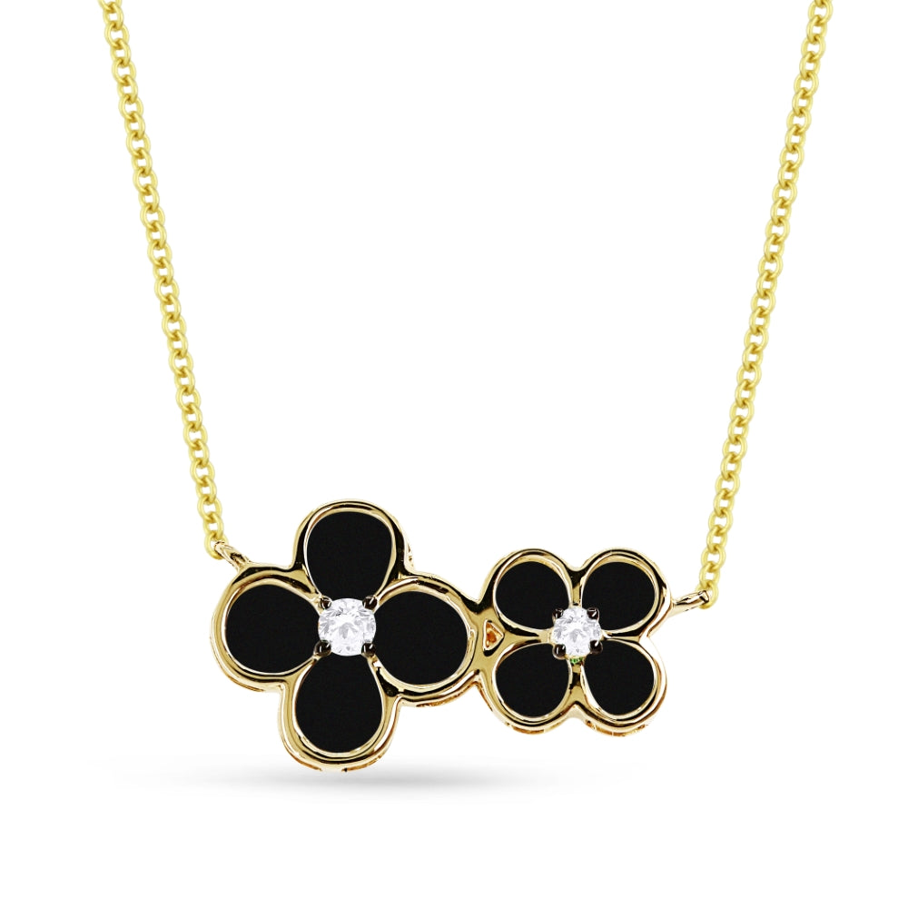 Madison L 14K Yellow Gold Black Onyx Flower Necklace - style N1494BOY