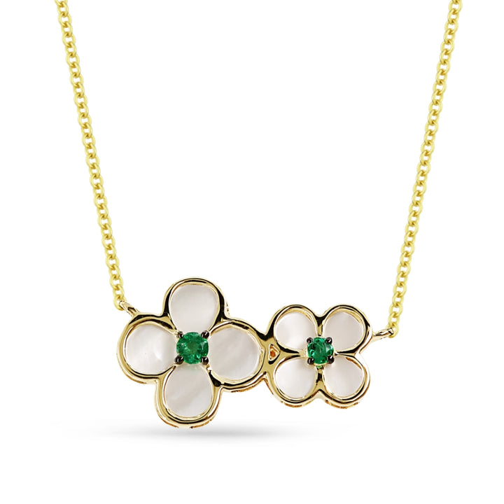 Madison L 14K Yellow Gold Emerald Flower Necklace - style N1494EMMOPY
