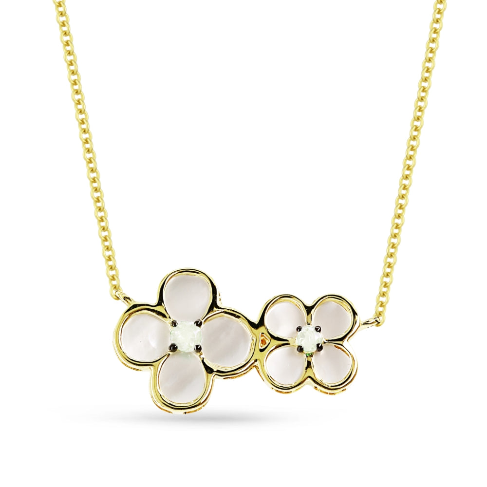 Madison L 14K Yellow Gold Mother of Pearl Flower Necklace - style N1494MOPY