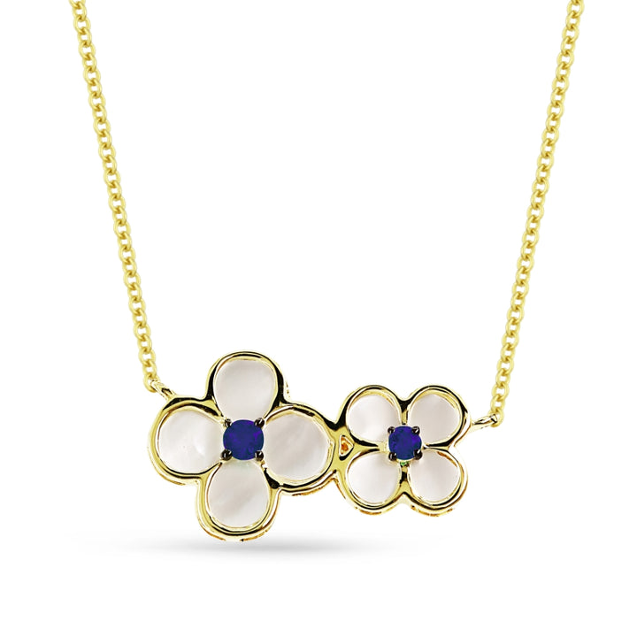 Madison L 14K Yellow Gold Sapphire Flower Necklace - style N1494SAMOPY